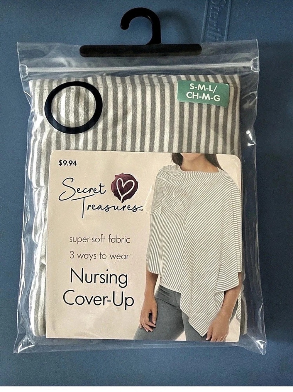 Secret Treasures Gray White Nursing ( Breastfeeding) Cover Up Wrap Size S-M-L